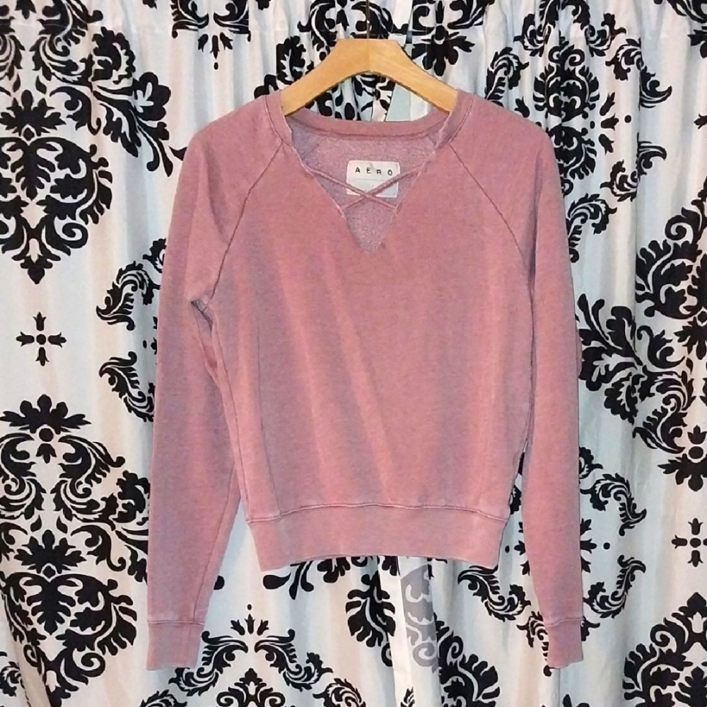 Aero Mauve Pullover with Criss-Cross Detail